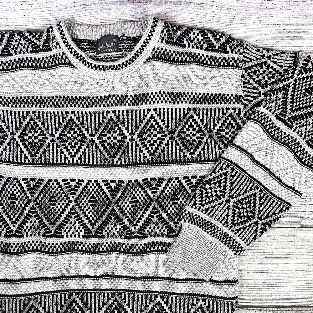 Vintage 1990s John Weitz Made in USA Striped Sweater